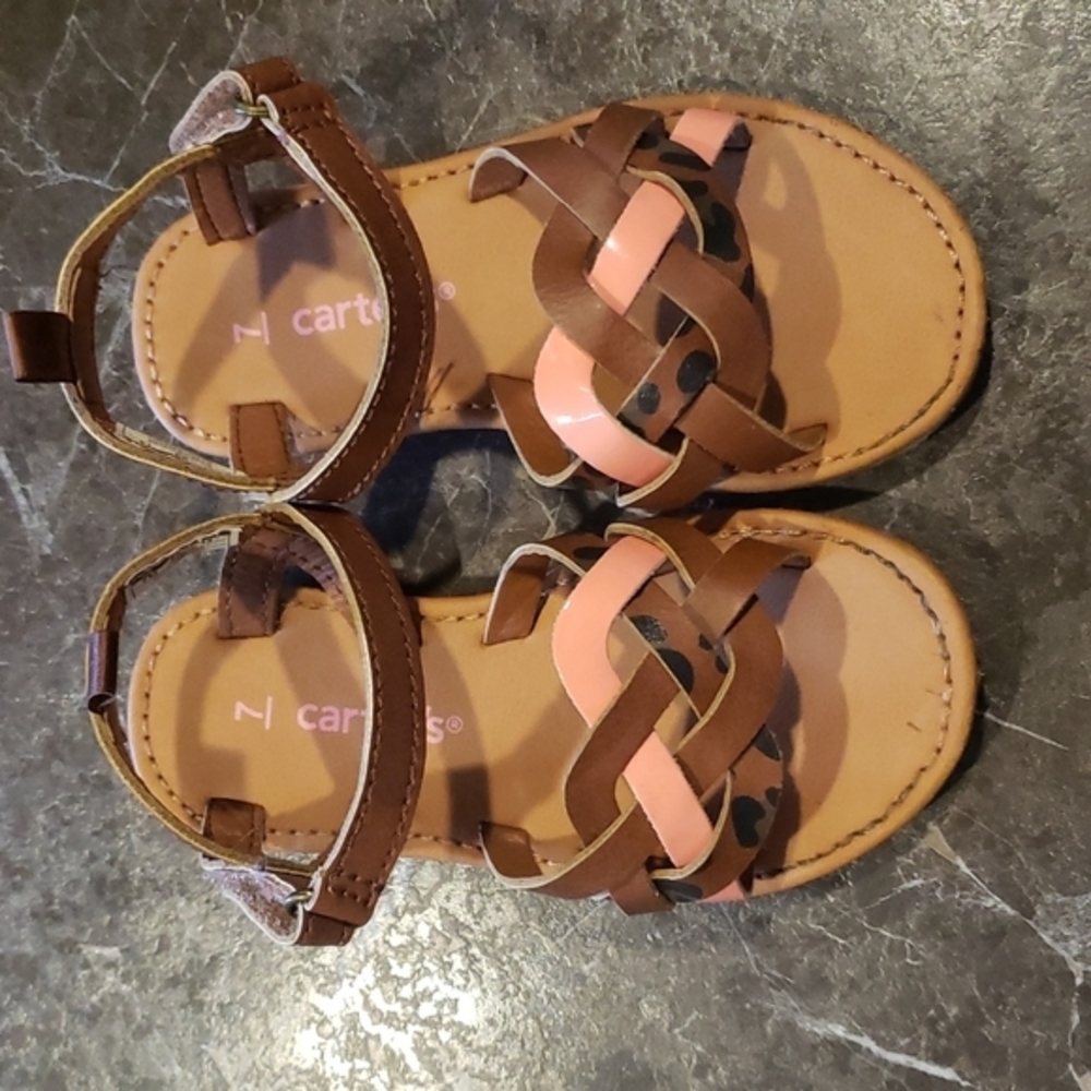 Brown & Pink Nova Leopard Print Sandal from Carter’s